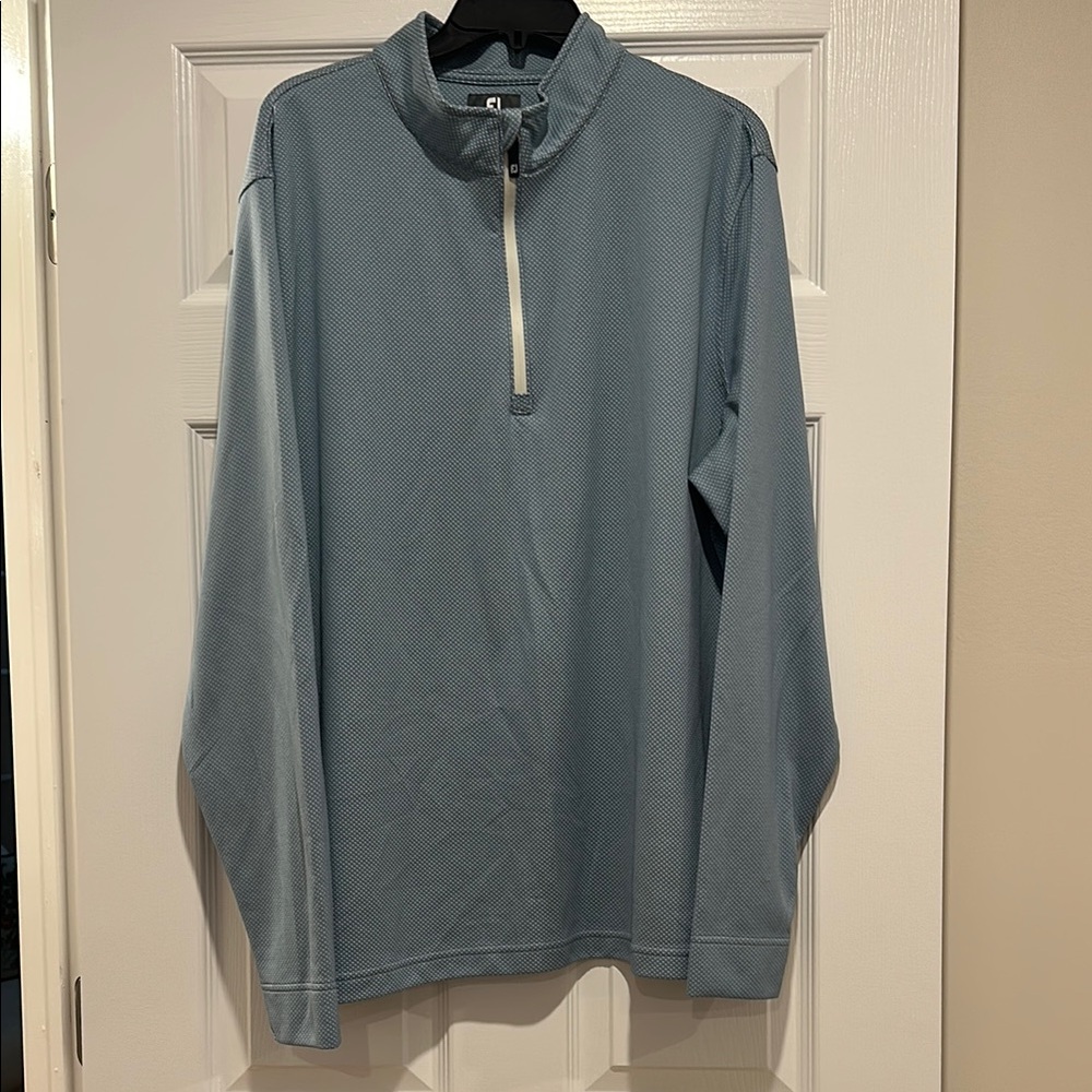 Men's FootJoy, Blue with Pattern Quarter-Zip Sweater, Like New
